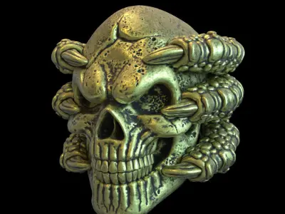 skull Pendant jewelry with claws vol1  3D print model