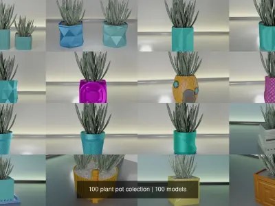 100 plant pot colection 3D Model Collection