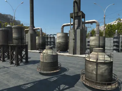 Background Industrial Props Collection HQ - PBR Low-poly 3D model