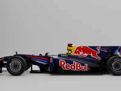 Red bull RB6 F1 car Low-poly 3D model