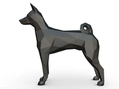 basenji dog low poly 3D print model