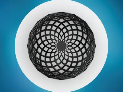 Dome pointed hexagonal grid structure large Low-poly 3D model