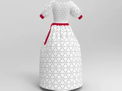 3D white dress 3D model