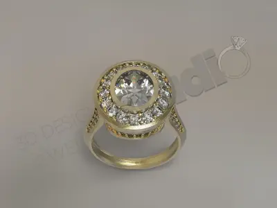 Luxury art design ring with gems 3d model 3D print model