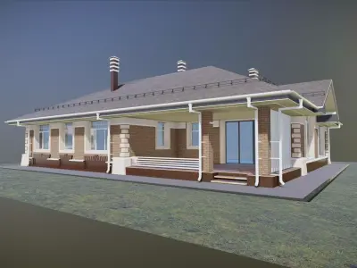 P0038  Residential one floor cottage 3D model