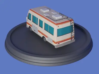 Stylized low-poly Camper Van Low-poly 3D model