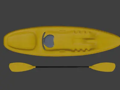 3D Sport Row Kayak with Paddle 3D model