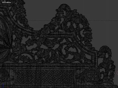 Classic Carved Bed 3D model 08 3D model