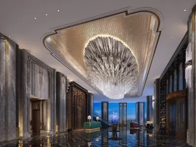 Lobby luxury hotel in beijing 3D model