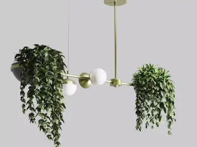 pot light pendant  plant light hanging 03 3D model