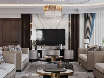 New classic interior Scene Low-poly 3D model