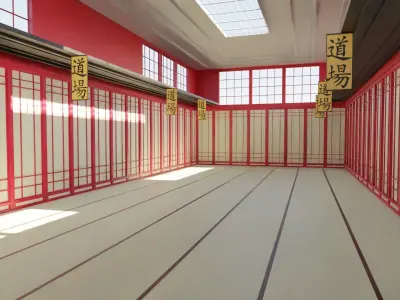 Kung-Fu Hall Low-poly 3D model