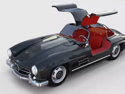 Rigged Mercedes 300SL Gullwing with Interior rev 3D model