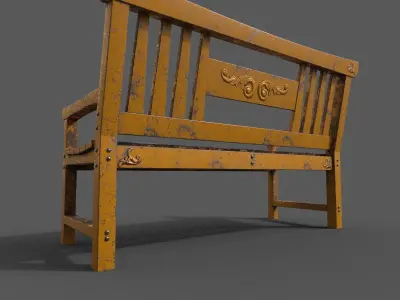 Old Street Bench Low-poly 3D model
