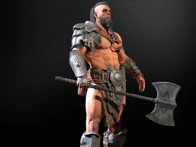 Barbarian Male  Starter Pack Low-poly 3D model