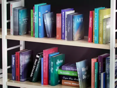 Bookshelf with books and decoration objects 3D model