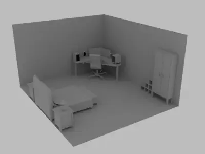 BEDROOM ACCESSORIES Free low-poly 3D model