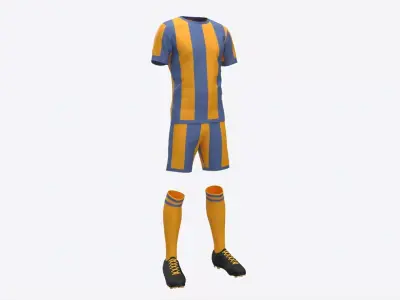Soccer Uniform with Boots Yellow Stripes 3D model