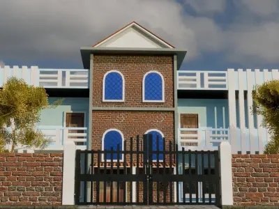 Classic House With Rooftop Free low-poly 3D model
