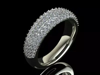 Golden Luxury Diamond Pave Ring 3D print model
