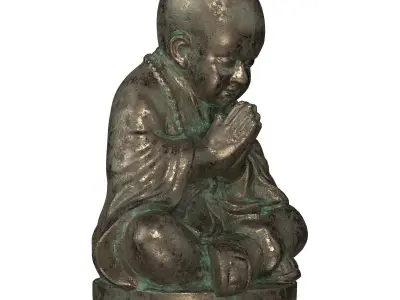 Buddhist Monk Statue Low-poly 3D model