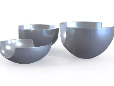 Bowl Chrome Set Low-poly 3D model