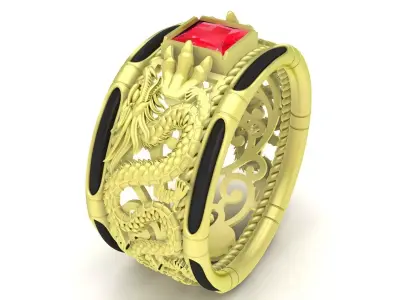 Luxury Asian Dragon Ring Jewelry 3D Model 3804 3D print model
