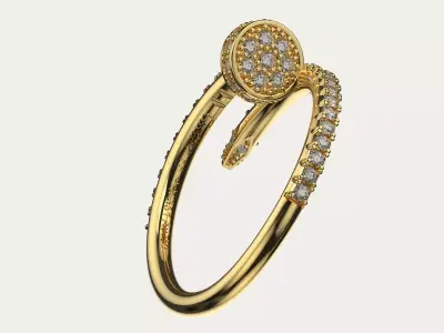 Ring Juste un Clou with diamond EU 57 sz 3D print model