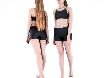 Sporty woman walking 77 Low-poly 3D model