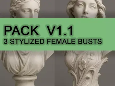 PACK 3 Stylized Female Busts Classical 3D Sculpture Pack 3D model
