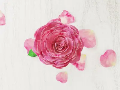 Pink Rose in a Crystal Vase 3D Model  Low-poly 3D model