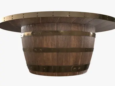 Wooden barrel coffee table 3D model