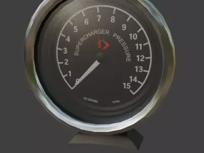 1960s Supercharger Boost Gauge Low-poly 3D model