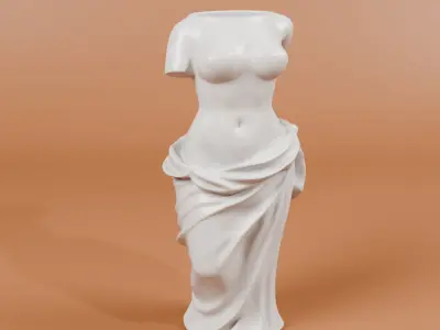 Silk wrapped woman vase - 3Dprint plant pot  3D print model