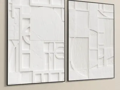Plaster Two Photo Frame 211 Low-poly 3D model