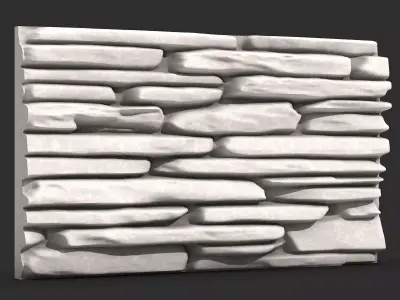 Overgrown Stone Wall Section Detail 3D print model