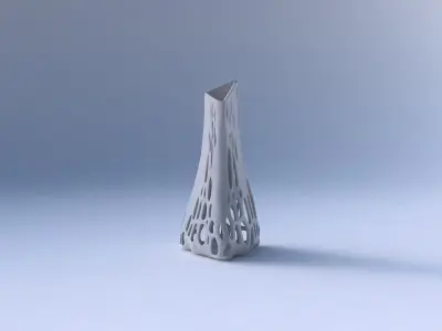 Vase grounded tilted triangle with organic lattice on edges 3D print model