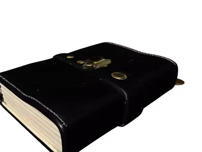 Black Leather Journal Gold Clasp Low-poly 3D model