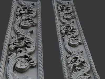Ornate Architectural Panel 3D Scan Low-poly 3D model