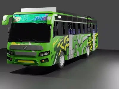 Tn private bus lowpoly game ready 3d model Low-poly 3D model