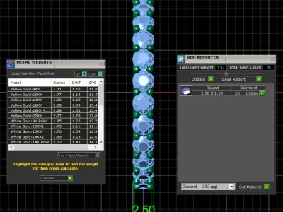 U Shaped Eternity Ring 2 point 5 mm stone size swiss 17 and EU57 3D print model