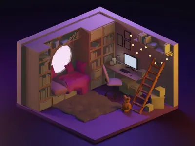 library 3D model buy