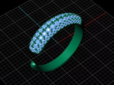 Diamond Pave Cuff jewelry Ring 3D print model