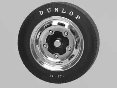 PORSCHE VW 16in WHEEL WITH BRAKE DRUM AND DUNLOP TIRE 3D print model