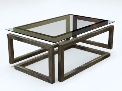Geometric Metal Coffee Table Low-poly 3D model