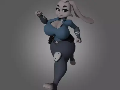Busty Judy Hopps Low-poly 3D model