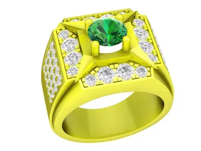 Luxury Square Halo Gemstone Ring for Men 4723 3D print model
