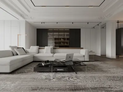 Modern Elegance  3D Model of a Luxurious Living Space 3D model