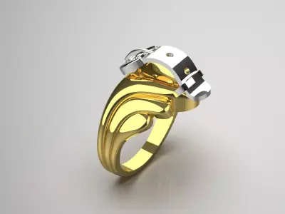 Yellow gold ring with belt buckle model ring gr0020 3D print model