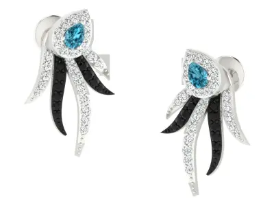 Light Weight White Gold Diamond Earring  -EAR-024 3D print model